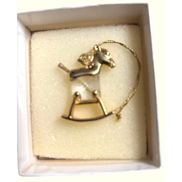 VTG Gold & Crystal Rocking Horse Ornament With 24K Gold Finish & Lead Austrian C - Picture 8 of 13